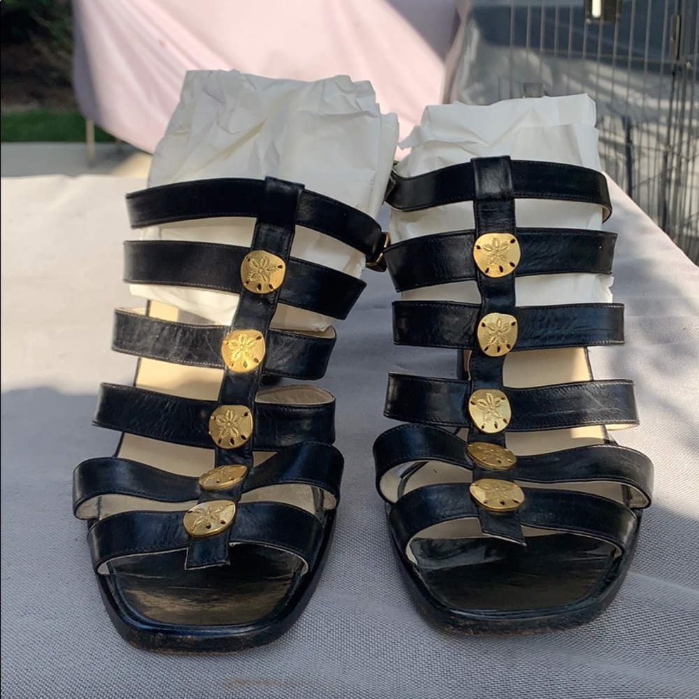 VINTAGE Bally Black Gladiator Heels Sz 10